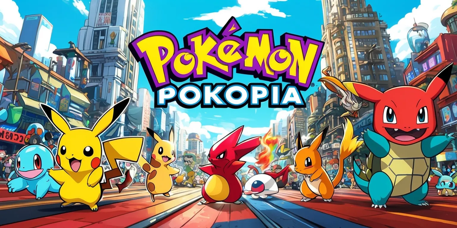 A vibrant and detailed illustration of the Pokémon Pokopia game, featuring a variety of Pokémon characters in a bustling cityscape with towering buildings and bustling streets, set against a bright blue sky with fluffy white clouds, with a mix of warm and cool colors, including shades of red, blue, and green, and a stylized layout with bold lines and dynamic textures, showcasing various Pokémon engaging in different activities, such as battling, playing, and interacting with each other, with distinct facial features, skin colors, and unique attributes, including Pikachu, Charizard, and Squirtle, with text and logos in a bold, futuristic font, including the Pokémon Pokopia game logo in a bright, eye-catching color.