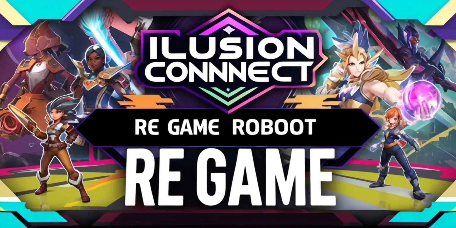A digital illustration of the mobile game Illusion Connect with a focus on the game's reboot, featuring vibrant colors and dynamic visuals, with characters from the game prominently displayed, including their unique abilities and attire, set against a stylized background that blends fantasy and science fiction elements, with bold lines and intricate details, and a mix of bright and muted tones to create a sense of depth and dimension, with the game's logo prominently displayed in a modern, futuristic font, and the tagline Re game emblazoned above or below the logo in a bold, attention-grabbing style.